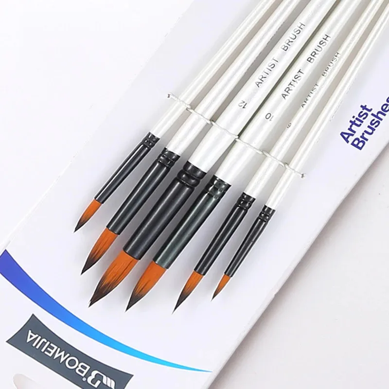 6 шт набор нейлоновых волосяных деревянная ручка акварель кисть для рисования