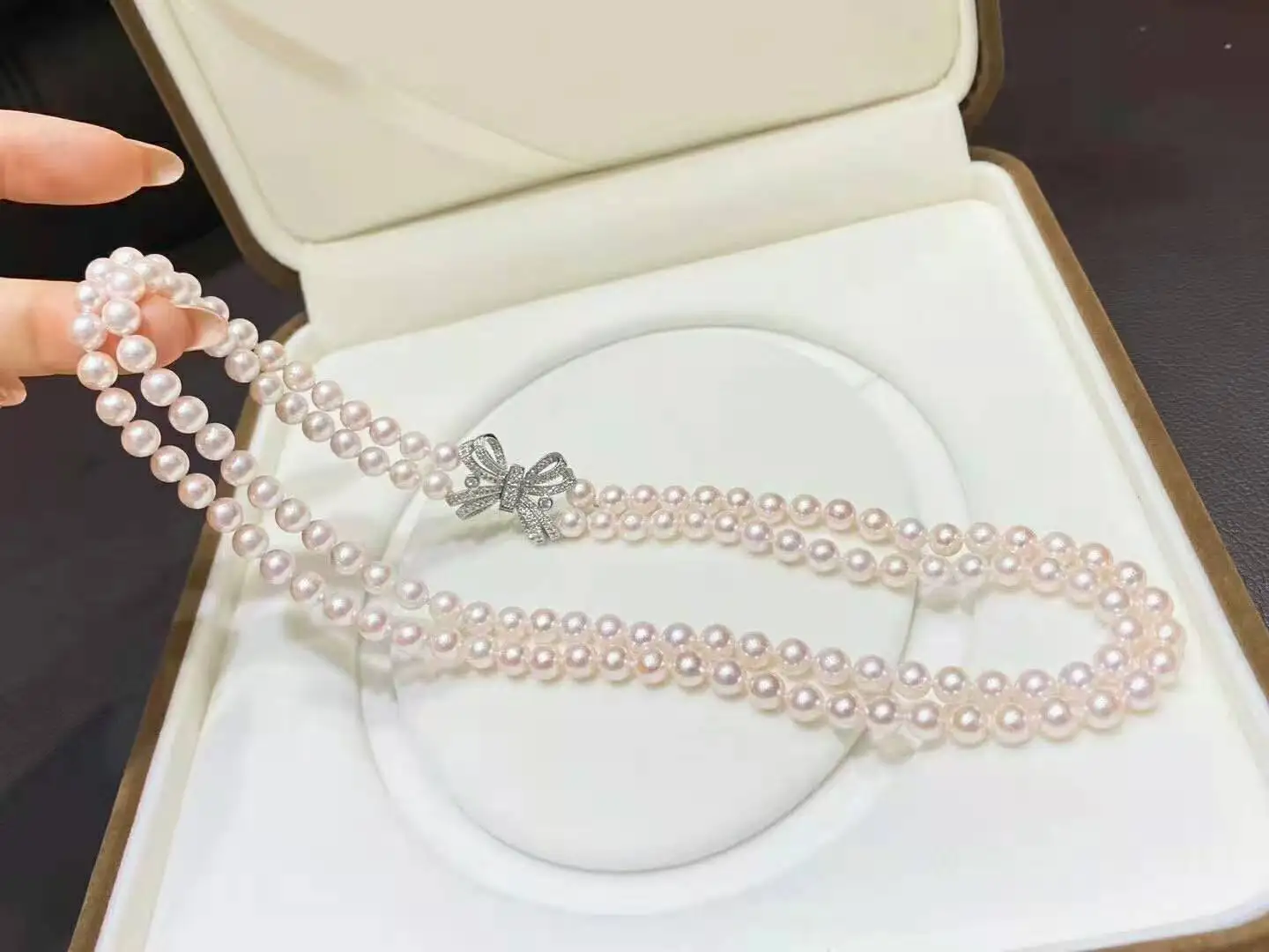

Handmade 45-47cm 7-8mm white freshwater pearl micro inlay zircon accessories necklace fashion jewelry