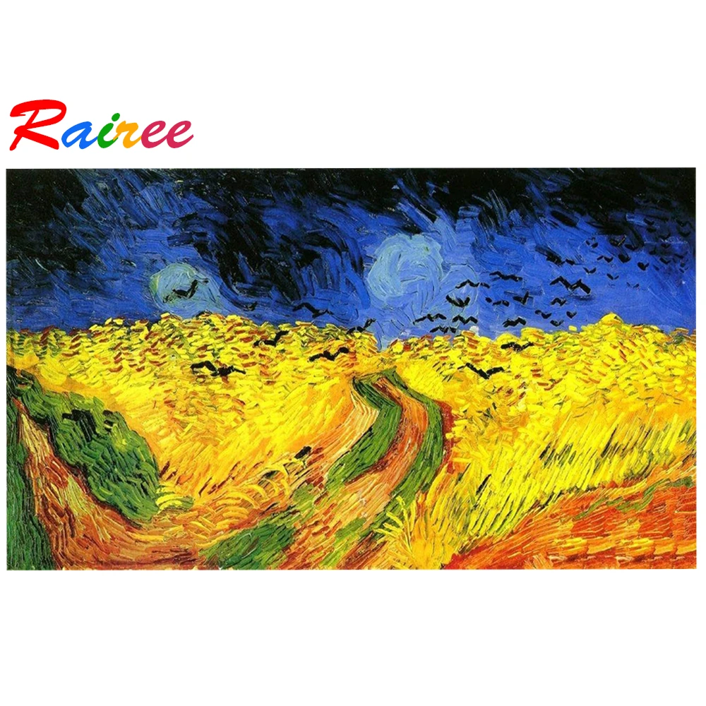 Алмазная картина Rairee Great Artist Van Gogh 5D алмазная живопись пшеничное поле с ворсом