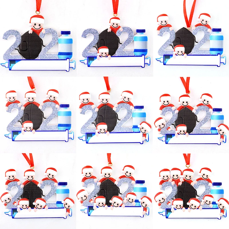 

2022 Christmas Ornament Xmas tree Hanging Vaccine Pendant Family DIY Doll Santa Claus Christmas Hanging Pendant Ornaments