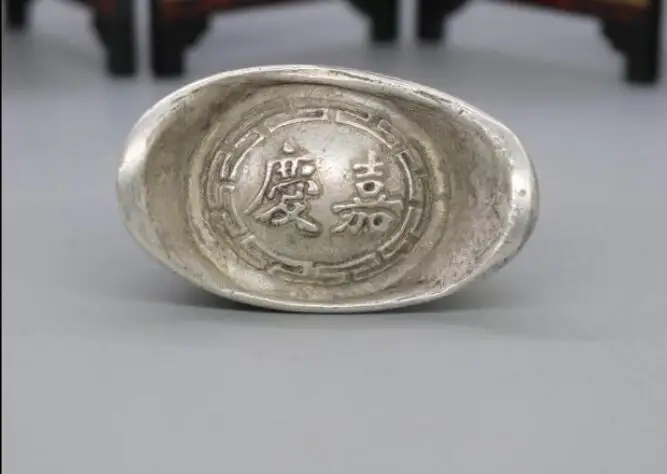Copper Statue White copper Yuanbao Daqing Silver ingot Qing Dynasty Jiaqing emperor Ancient coins Decoration | Дом и сад