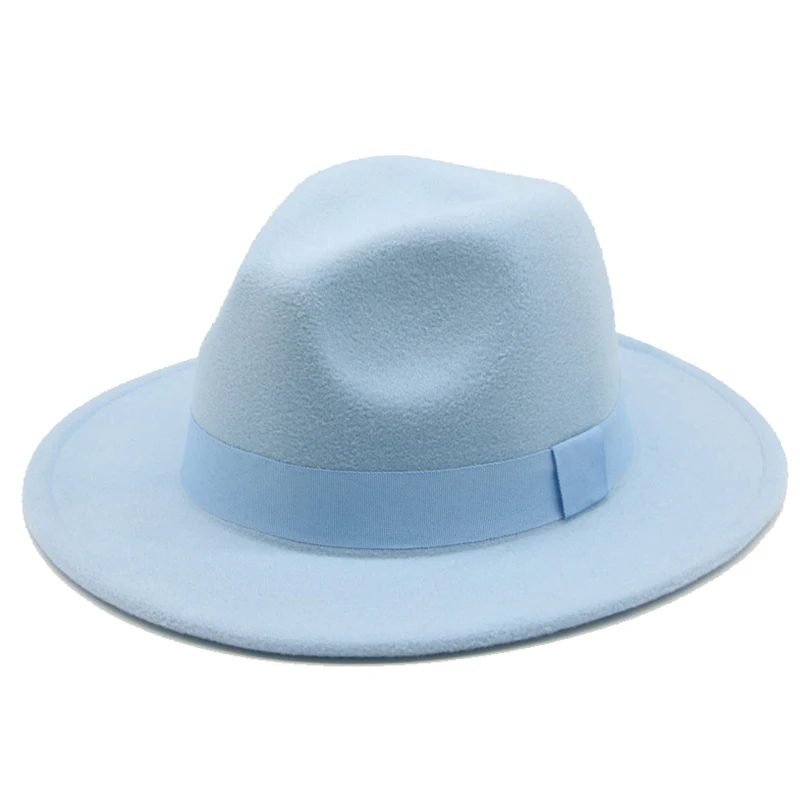 

fedora hats women men ribbon band belt wide brim classic beige white felted hat british elegant fascinator men winter women hats
