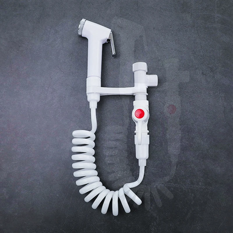 

Handheld Portable Bidet Sprayer Set ABS Plastic Toilet Spray Gun Retractable Spring Hose Adapter Bracket Switch Cleaning Tool