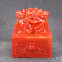 8cm imitation shoushan stone double dragon seal emperor qin shihuangs national jade seal decoration antique stone red signet