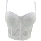 Женская новая модная пикантная однотонная тонкая кружевная кофта без рукавов белая черная одежда мягкая короткая Бюстье корсет укороченные топы S221