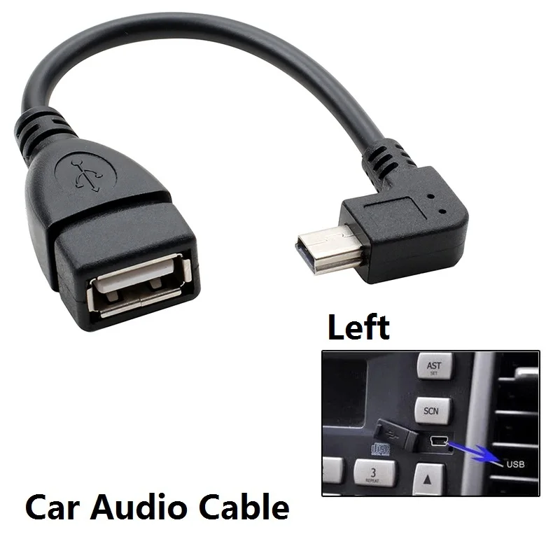 Левый локоть Автомобильный MP3 кабель для передачи данных мини USB к OTG