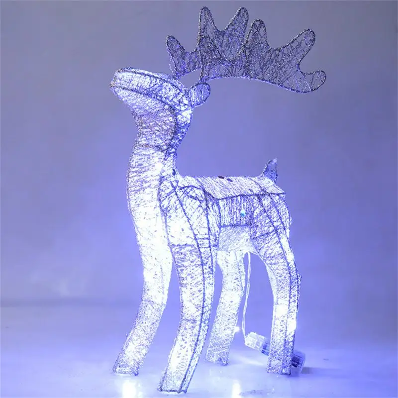 

40cm Christmas Wrought Iron Deer With LED Light Glowing Flashing Elk Statue Glitter Sequins Reindeer Xmas Ornament Home Decor