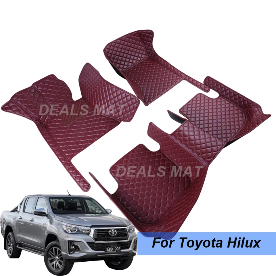 

100% Fit Auto Car Mats With Pockets Floor Carpet Rugs For Toyota Hilux 2015 2016 2017 2018 2019 accessories