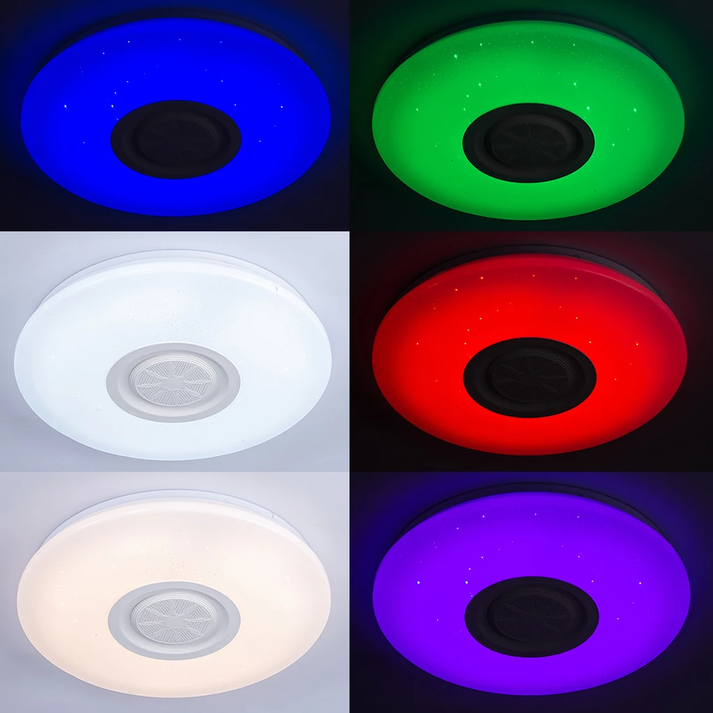 

60W RGB Dimmable Music Ceiling Lamp Remote&APP Control Ceiling Light WiFi Round Lamp For Home Bluetooth Speaker Lighting Fixture