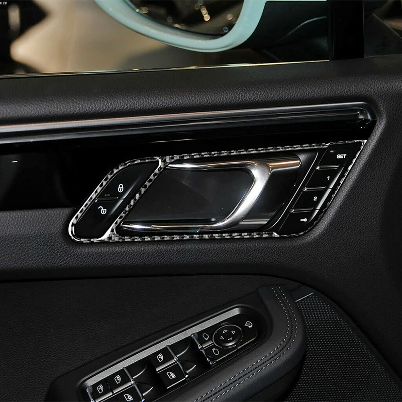 

For-Porsche MACAN Cayenne Car Carbon Fiber Sticker Cayenne Door Handle Frame Panel Carbon Fiber Sticker 4Pcs