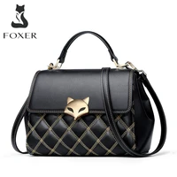 foxer women stylish totes cowhide messenger bag leather mini female flap handbags lady commute shoulder bag valentines day gift