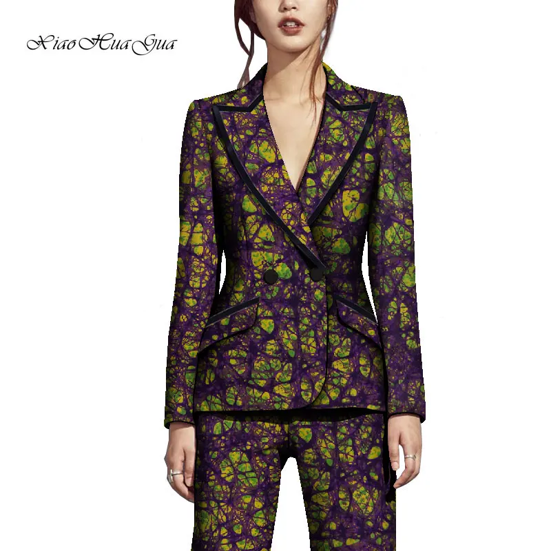 Fashion 2 Pieces Set African Clothes for Women African Pants Set Blazer Coat and Long Pants Suits Women African Clothing WY8845