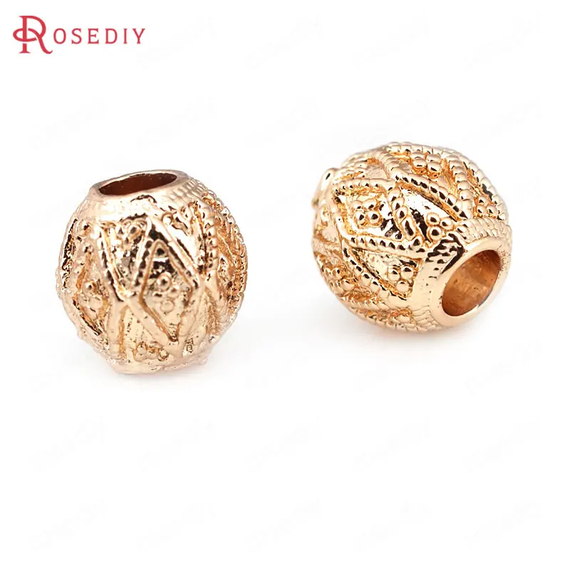 Латунные бусины-разделители для браслетов 10 шт. 8 мм цвета шампанского | Украшения