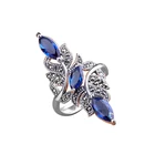 Женское кольцо с синей Стразы Carofeez, Винтажное кольцо с нежными цветами и цирконием, свадебная бижутерия в вечернем стиле, аксессуары для женщин