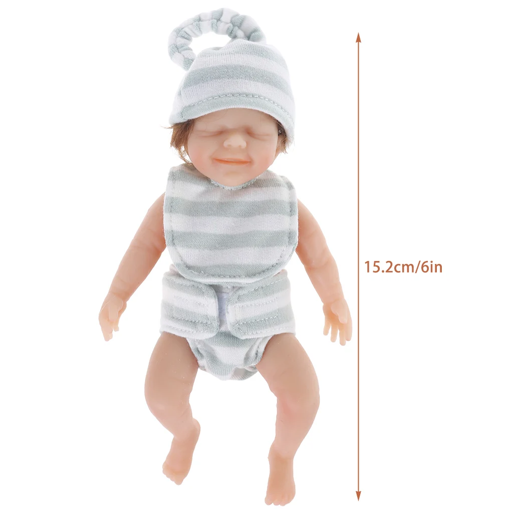 6inch 15cm mini reborns doll baby girl doll full body silicone realistic artificial soft toy with rooted hair dropshipping free global shipping