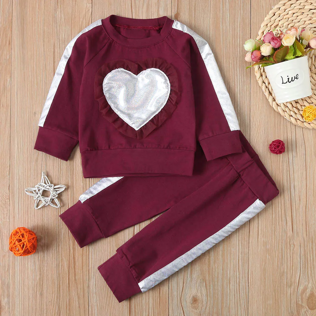 2 шт. Детский свитшот с оборками и сердечками | Мать ребенок