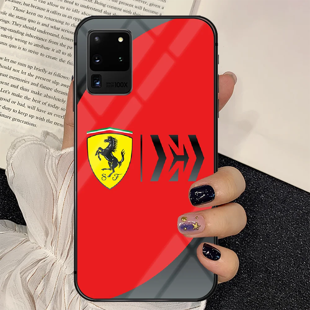 

Sporting Car Ferraris Phone Tempered Glass Case Cover For Samsung Galaxy S Note 5 6 9 10 10E 20 21 FE Plus Uitra Cover Black