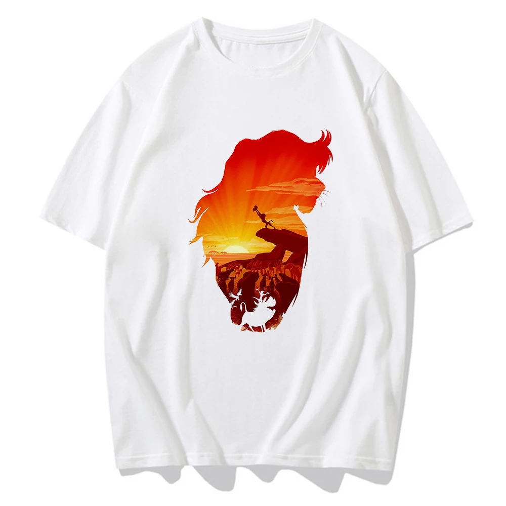 

Disney Lion King Hipster Design Women's Tshirts Fashion Simba Printed Creative Streetwear T-shirt 90s Aesthetic Oversize Tops