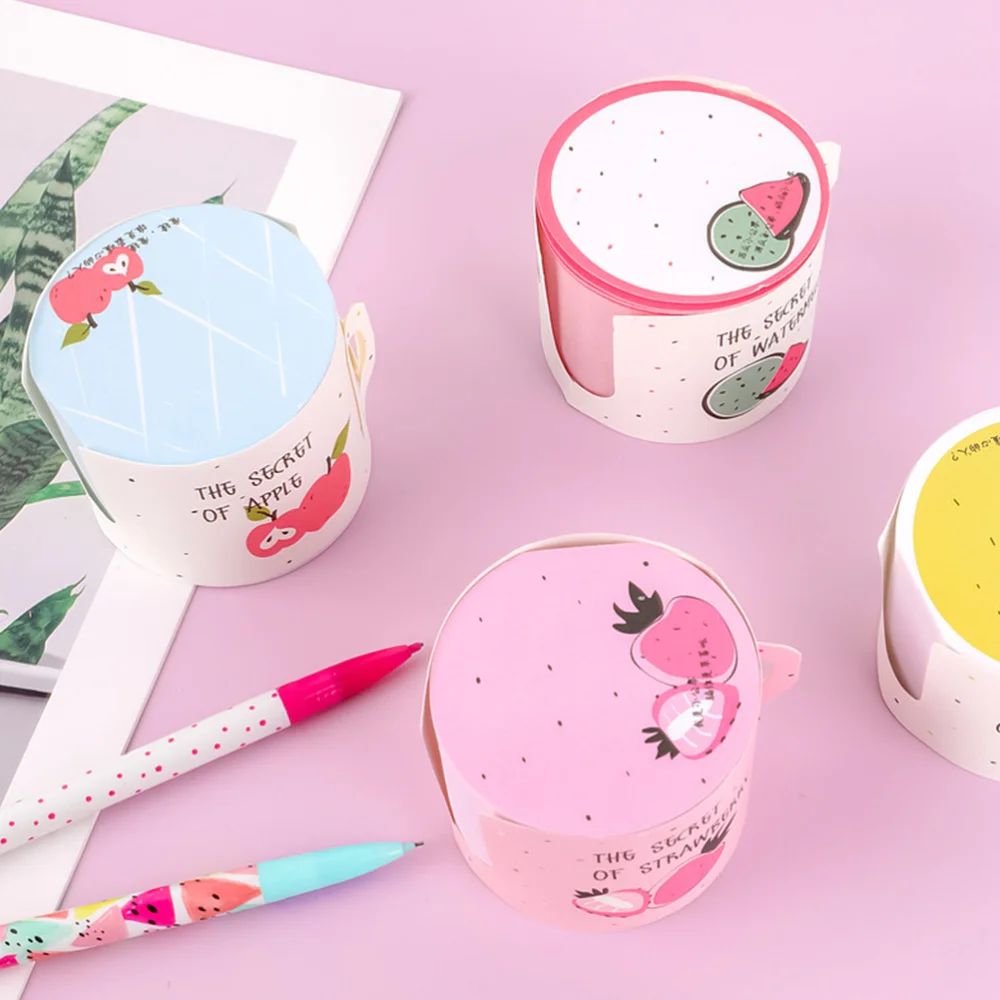 

1 Box Creative Cartoon Sticker Cup Shape Round Message Notes Fruit Pattern Message Memo Pads for Home School Office (Peach)