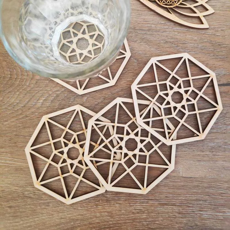 Подставка Tesseract Vesica с гравировкой деревянная тарелка священной геометрической