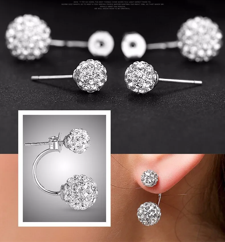 

Promotion 925 sterling silver fashion U bend earring shiny Shambhala ladies`stud earrings jewelry allergy free wholesale
