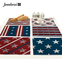 flag of the united states faux linen placemat dinning table decoration accessories coffee tea drink candle coaster home decor