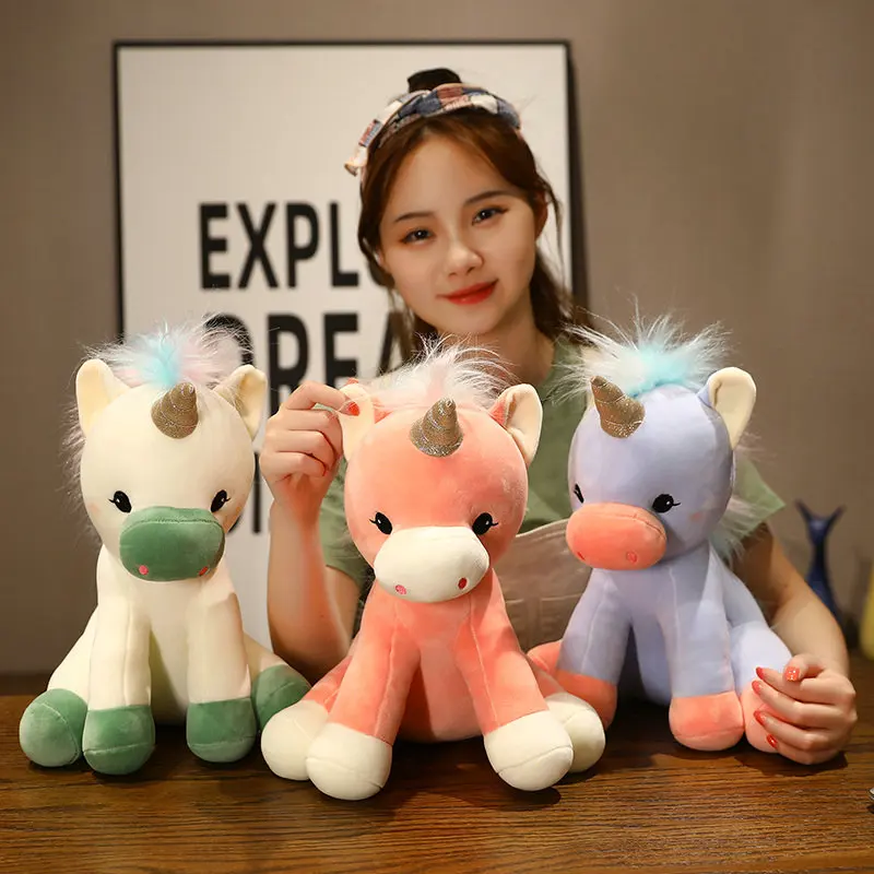 1pc 28-45cm Cute Pink Unicorn Plush Toy Little Flying Horse Doll Children's Sleeping Birthday Gift For Children - купить по