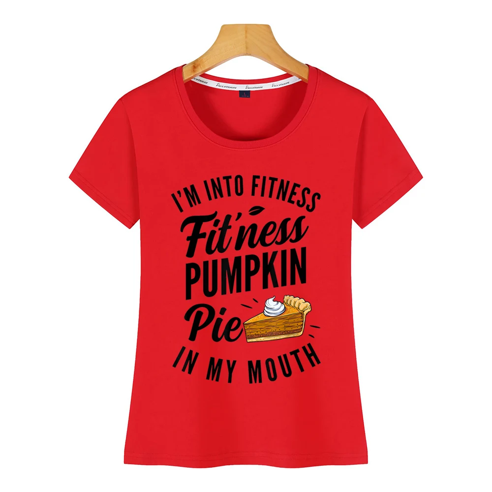Топы футболки для женщин i m into fitness тыквенный пирог в моем рту забавные tha Humor белая