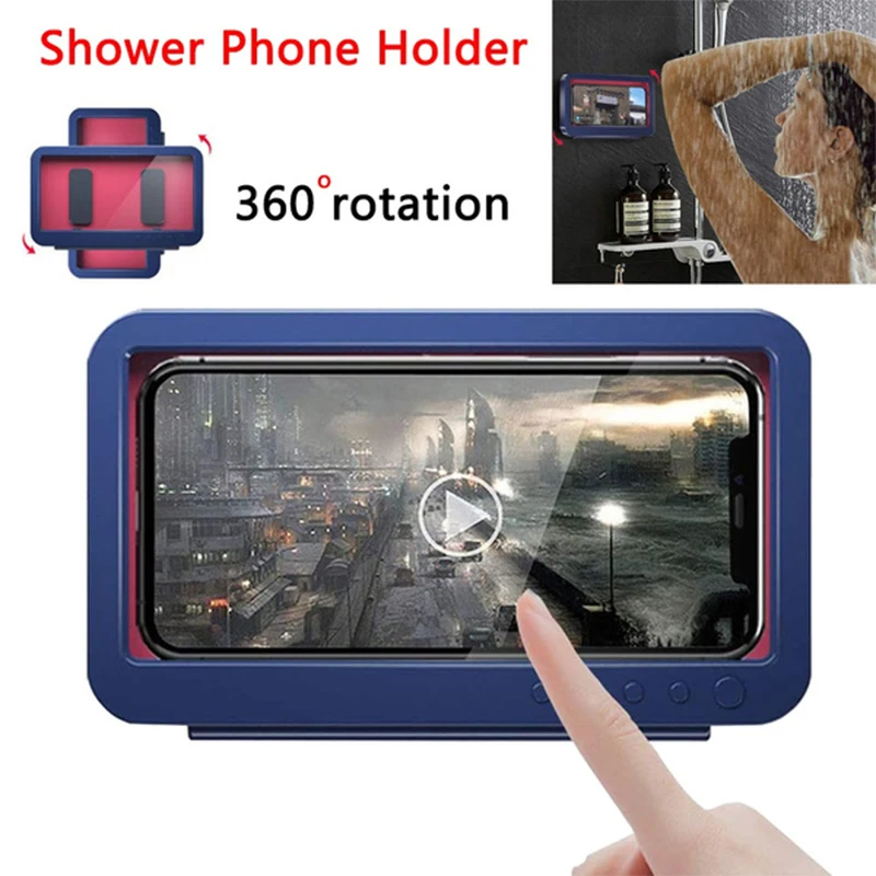 

Shower Phone Holder Waterproof Case Rotatable Wall Mount Hanger for Shower Bathroom Mirror Bathtub With Touch Screen Compatible