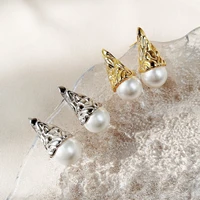 fashion charm creative pearl two volume flame flame shape pearl earrings retro tide fold womens earrings jewelry