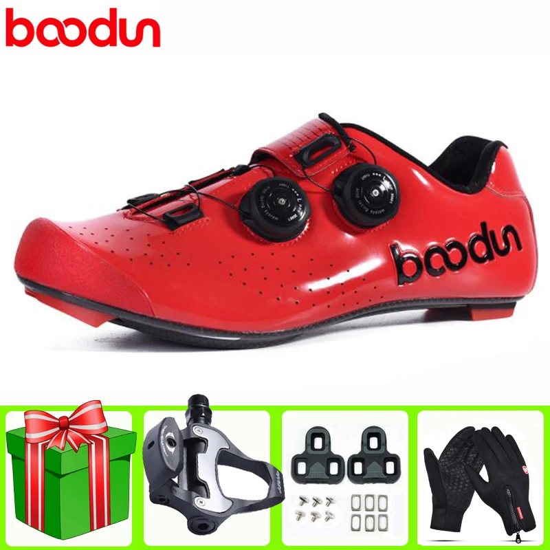 

Boodun Carbon Fiber Road Cycling Shoes Sapatilha Ciclismo Bike Pedals Men Self-Locking Ultralight Professional Bicycle Sneakers