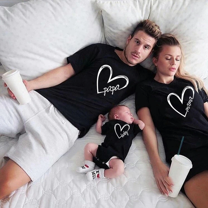 Funny Papa Mama Family Matching Outfits Daddy Mom Kids T-shirt Baby Bodysuit Look Father Son Clothes Father's Day Gift | Мать и