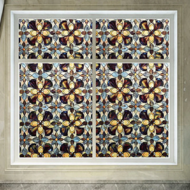 

100cm Length Static Cling Glass Film Geometry Private Opaque Sun-Proof Home Office Decorative No Toxic Stained Window Sticker