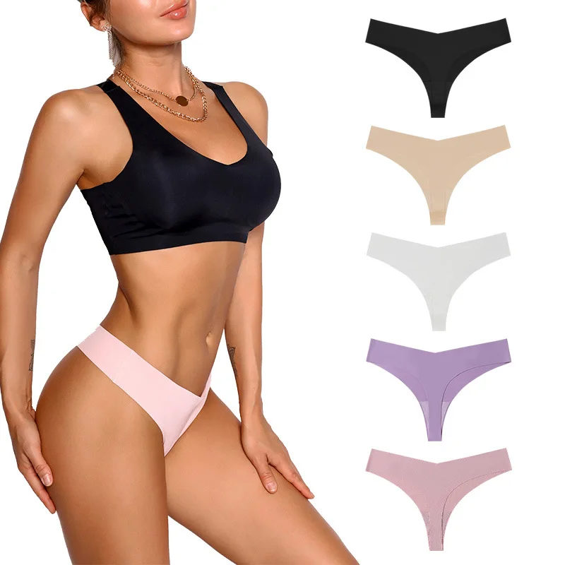 3PCS/Set Sexy Seamless Women's Mini Thong Low Rise Panties Tback Cotton Underwear Lingerie Femme Set G-String
