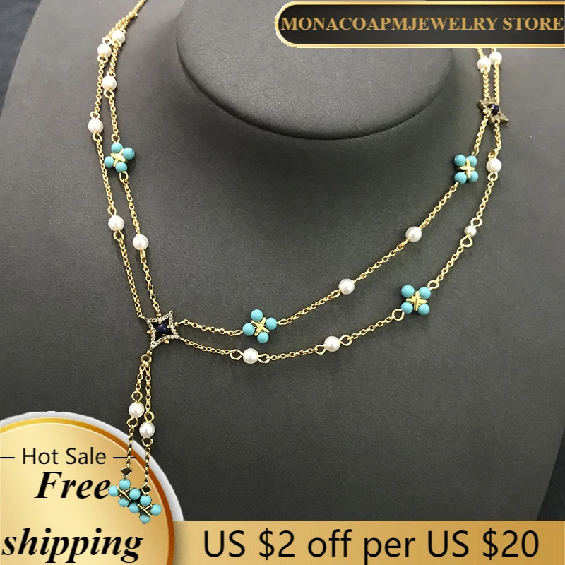 

August New 925 Sterling Silver Necklace Pendant Clavicle Chain Luxury Brand Fashion Design Monaco Jewelry Valentine's Day Gift