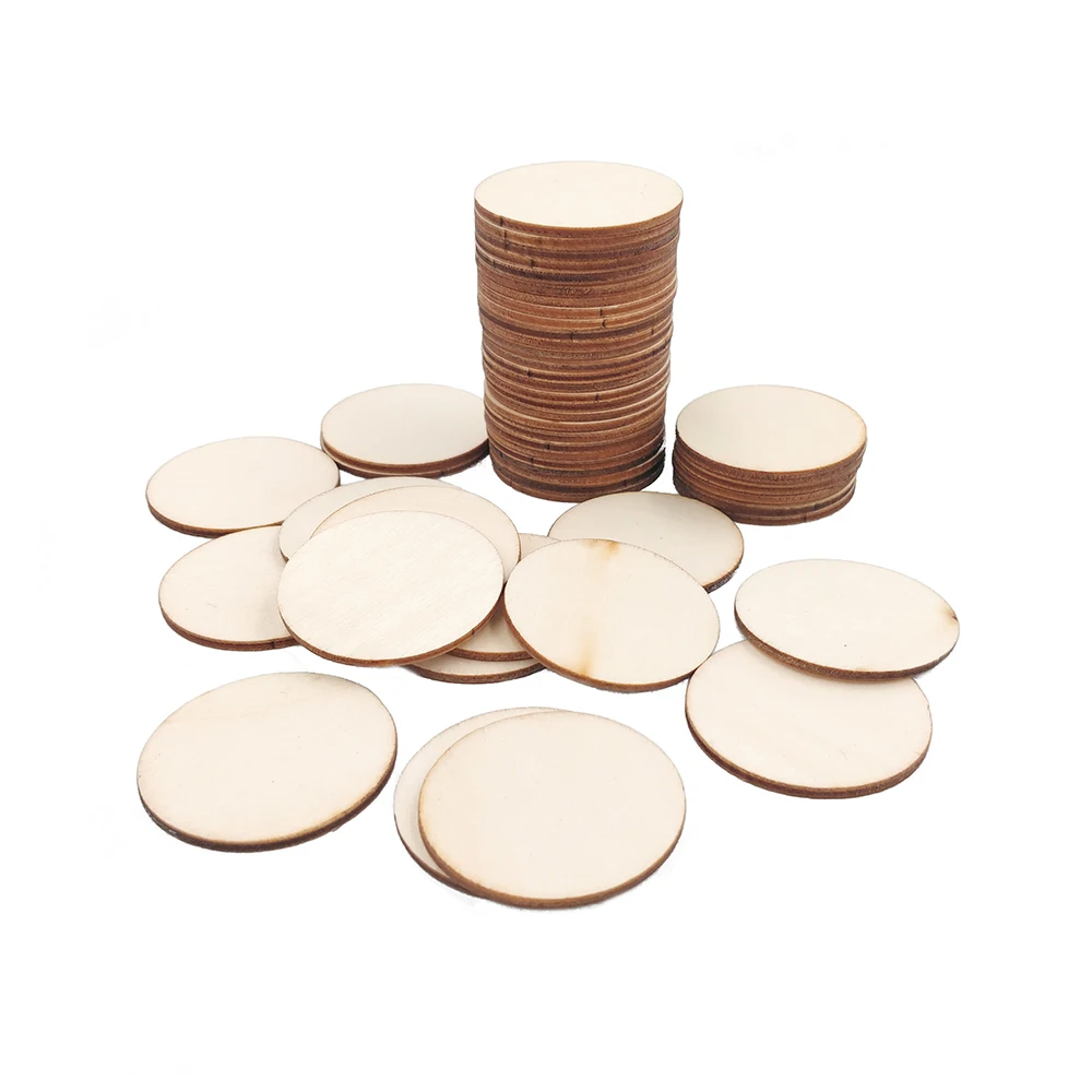 

50pcs 50mm 1.96inch Home Card Making Wood Slices Centerpieces Round Painting Wedding Decoration Blank Natural DIY Craft