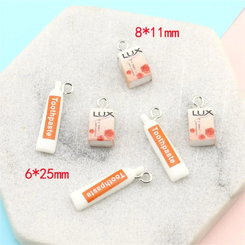 

20Pcs Cute Miniature Toothpaste Soap Resin Cabochon Charms Earring Keychain Necklace Pendant DIY Jewelry Making Accessories