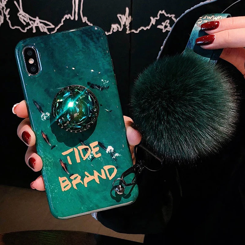 Роскошный чехол для iphone 11 Pro Max funda mate de XR XS X POR max 6 7 8 Plus Модный зеленый драгоценный
