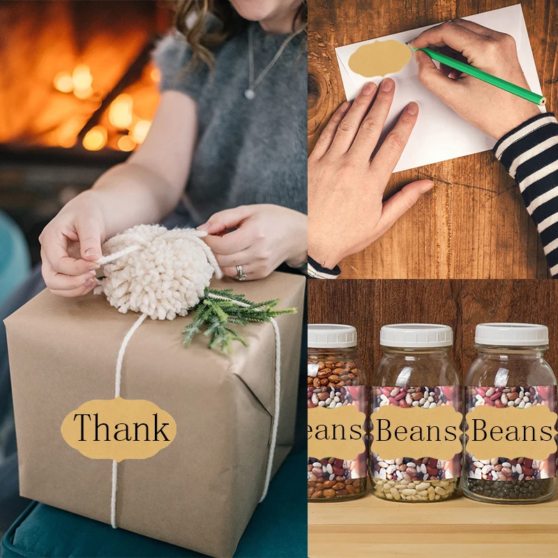 

300Pcs DIY Customize Label Stickers Blank Gift Tags Birthday Wedding Present Customize Writing Label Stickers