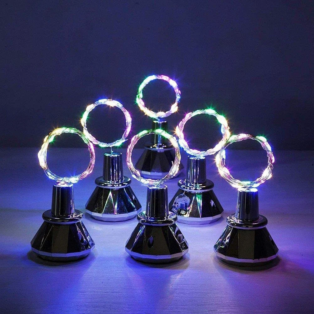 

10pcs Solar Wine Bottle Lights 20 Led Outdoor Diamond Diy Lamp String Garland Cork Fairy Light For Garden Lamps Party Yard Decor