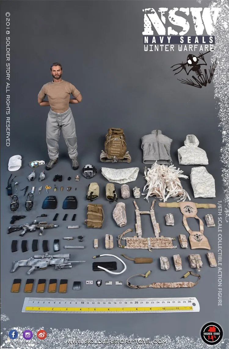 

SoldierStory SS109 1/6 US Navy SEAL Special Forces Snow Field Accurate Marksman 12-inch action figure mode toy gift collection