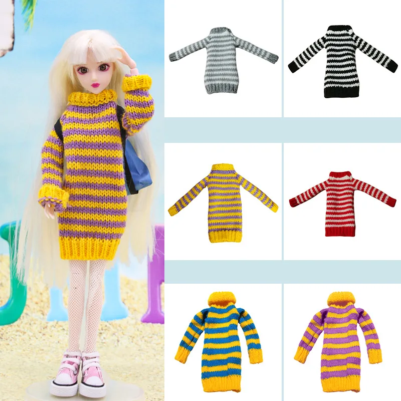 Высококачественный вязаный разноцветный свитер платье Топы опции кукольная