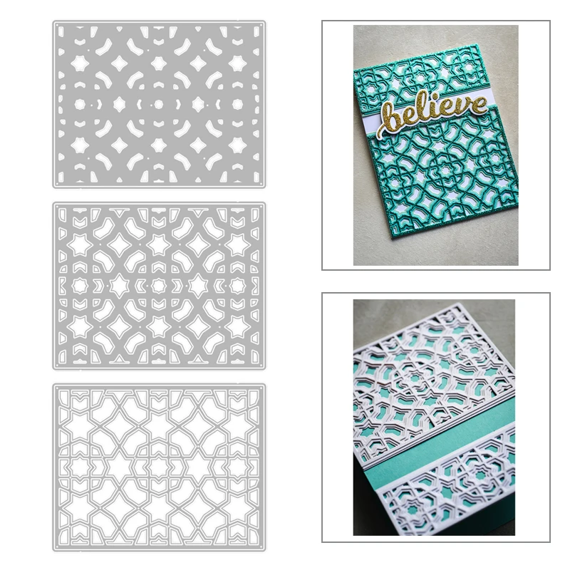 

2020 New Rectangle Layering Background Star Embossing Metal Cutting Dies For Scrapbooking Layered Greeting Card Making No Stamps