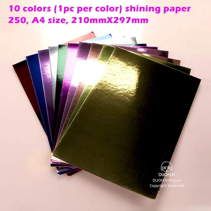 DUOFEN decoration craft paper shining color golden gilded mirror A4 250g for DIY papercraft projects Scrapbook Paper Album