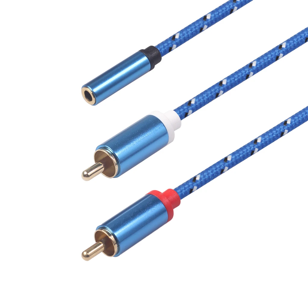 3 5 мм стерео аудио разъем мама к 2 RCA разъемы линия 40 см синий 3610F-04 | Спорт и