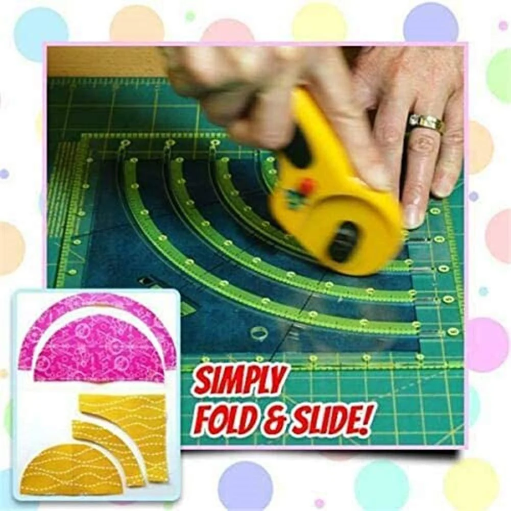 

Arcs Fans Quilt Circle Cutter Ruler Multifunctional Cutting Ruler DIY Tools with Double Colored Lines NC99