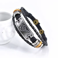 new charm fashion multi layer 666 finger gesture hand woven bracelet leather jewelry party jewelry anniversary gift