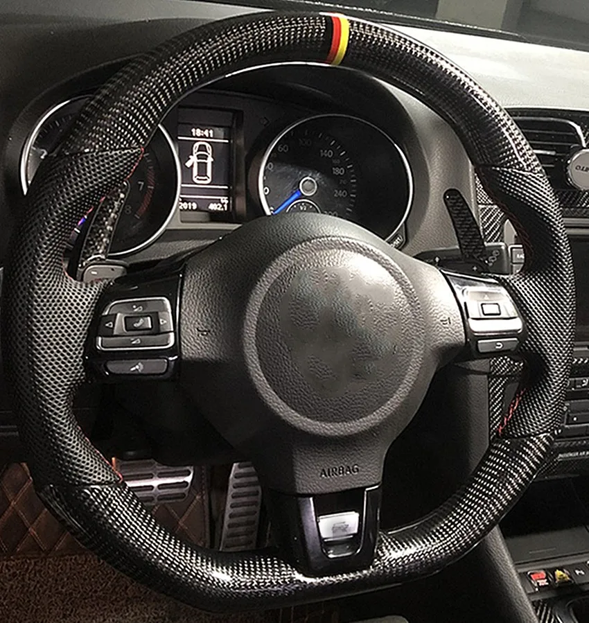 100% настоящий руль из углеродного волокна для VW Golf 6 GTI MK6 Замена (немецкая линия