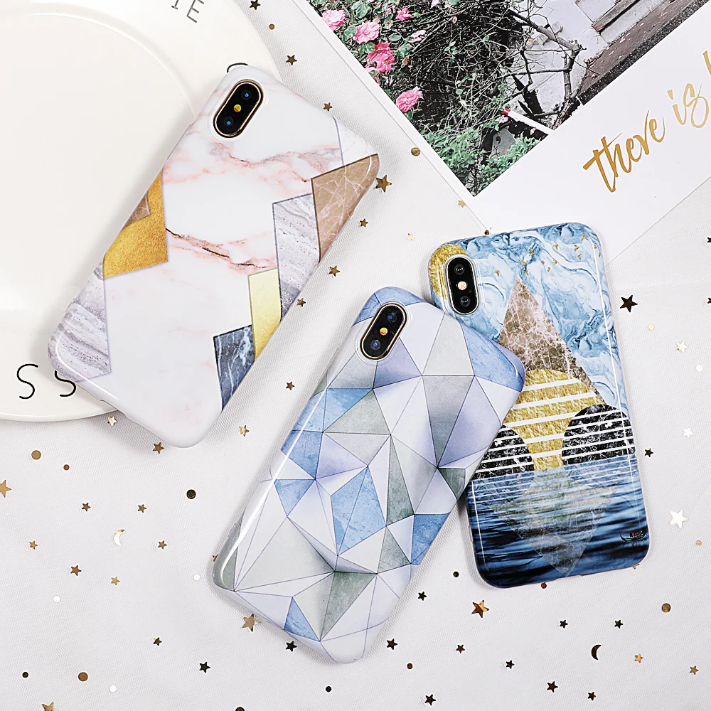 LOVECOM мраморный чехол для телефона для iPhone 11 Pro Max XS Max XR XS 6 6S 7 8 Plus X геометрический треугольник мягкий IMD чехол для телефона подарки