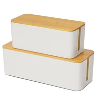 2 cable storage box large cable organizer box with bamboo lid for hiding messy cables wire management
